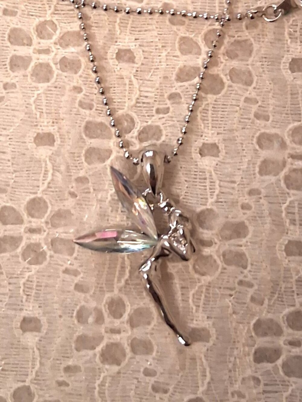 Vintage Artistic Ballerina Pendant White Austrian Crystal Silver-Plated Necklace - Picture 2 of 10